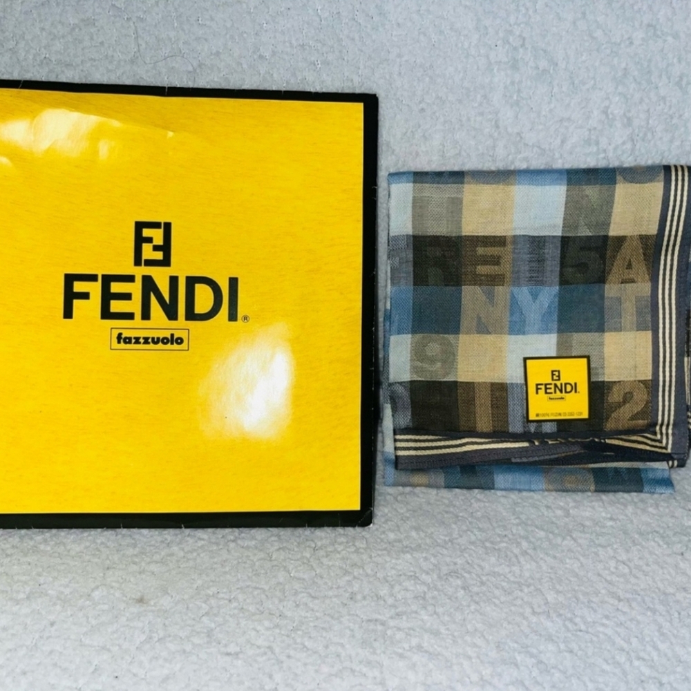 Fendi Handkerchief - Men's Blue and Brown Plaid
